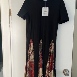 Zara Black and Red Long Sleeve Dress